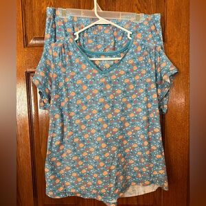 Sleepy Heads XL Floral Shorts Pajama Set Short Sleeve Top
